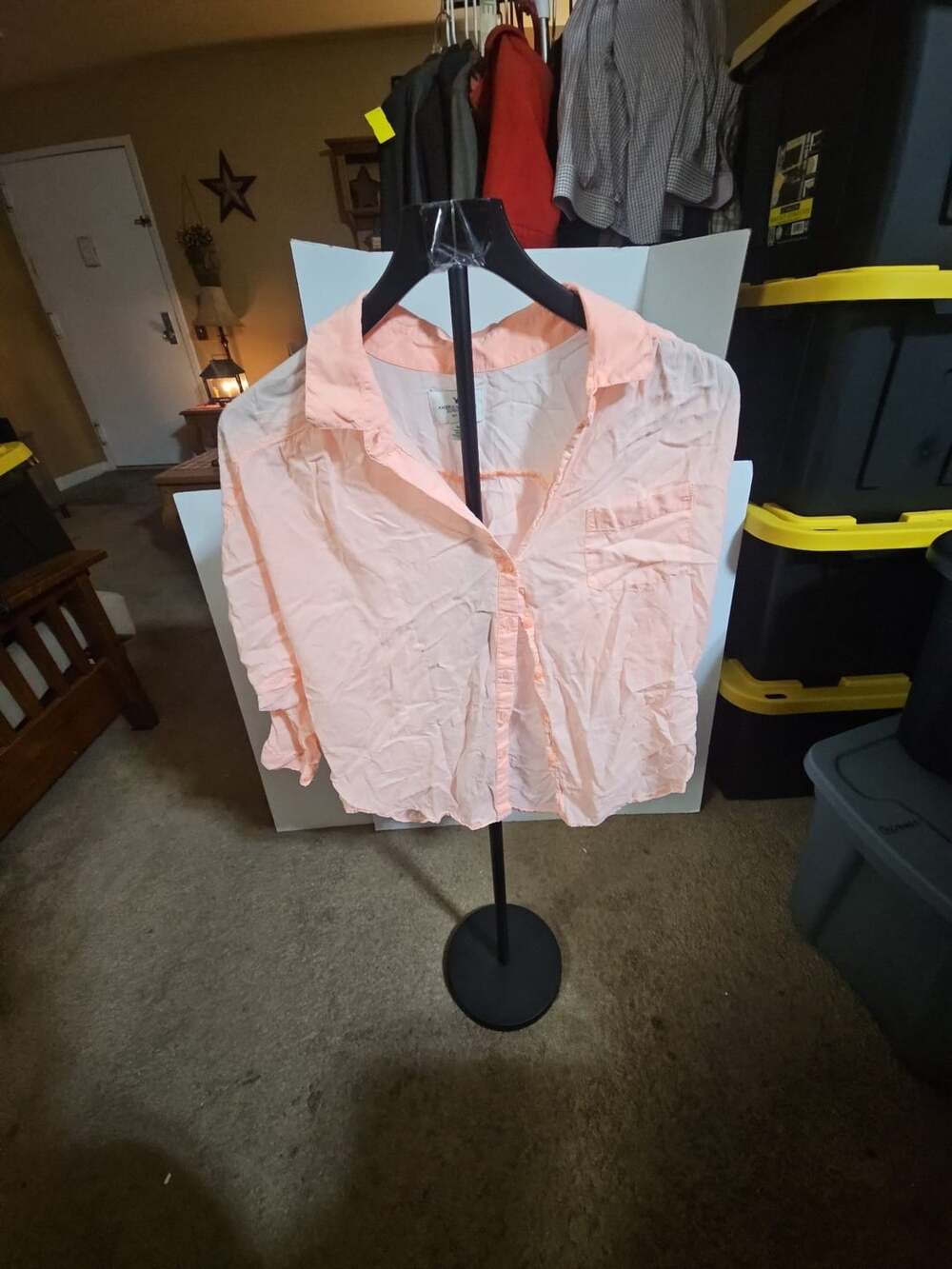 American Eagle Outfitters Button Down Shirt Size S/P Peach Lightweight